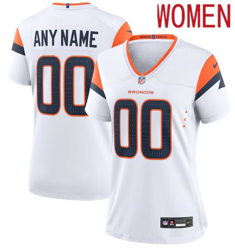 Women Denver Broncos Nike White Custom Game 2024 NFL Jersey->chicago bears->NFL Jersey
